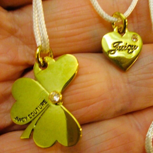 JUICY COUTURE Shamrock Heart Charm Necklaces~ NOS Juicy Couture BFF Necklaces - Picture 11 of 14